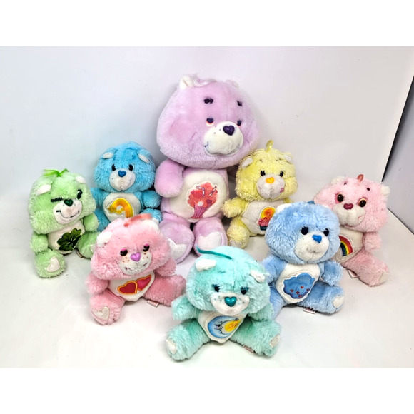 Vintage Care Bears Lot Of 7 6" Mini 13" 8 Stuffed Plush Animal Toys Kenner 1983 - Picture 1 of 6